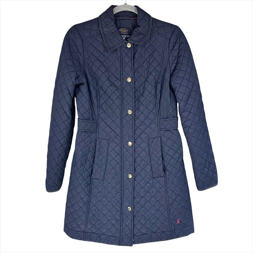 JOULES Fairhurst Coat Lightweight Quilted Navy Blue Mid-Length Size 4